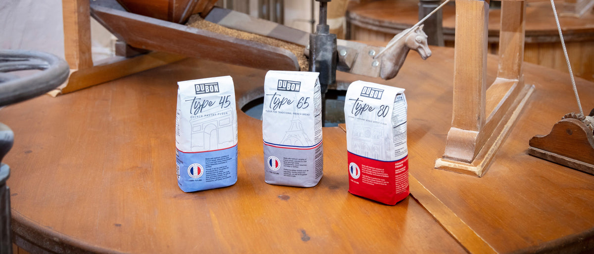 Three bags on flour in a French flour mill