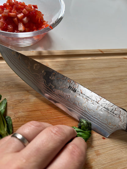 Chef Knife - 8in Damascus Steel & Copper Blade