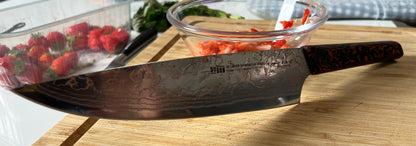 Chef Knife - 8in Damascus Steel & Copper Blade