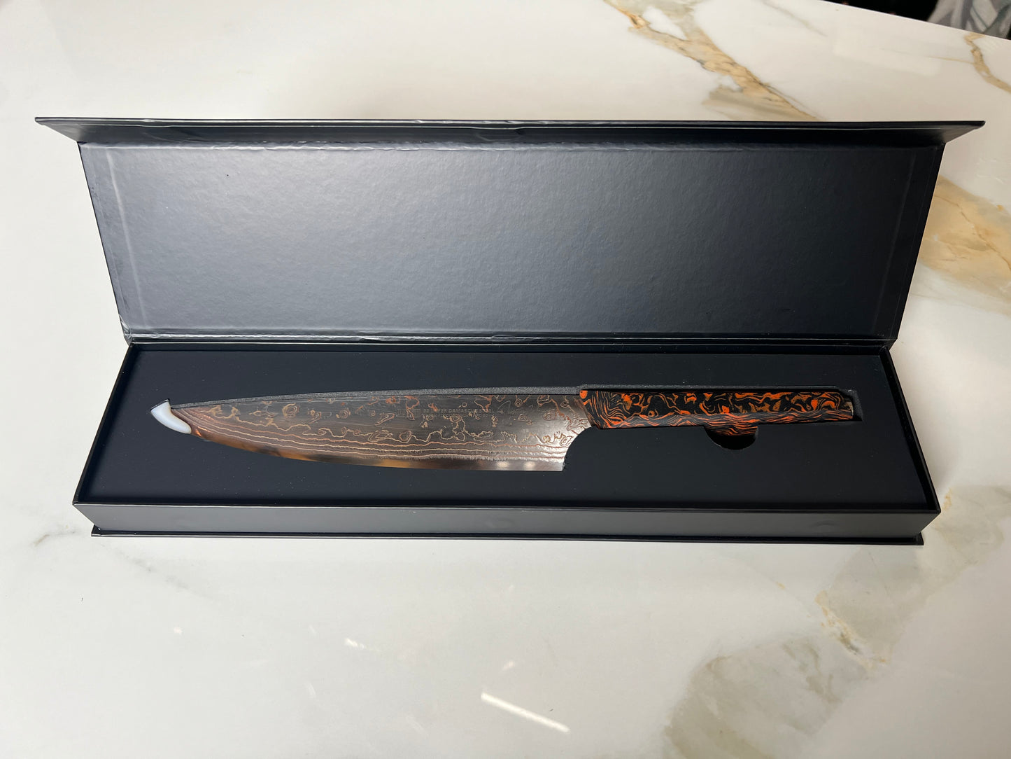 Chef Knife - 8in Damascus Steel & Copper Blade