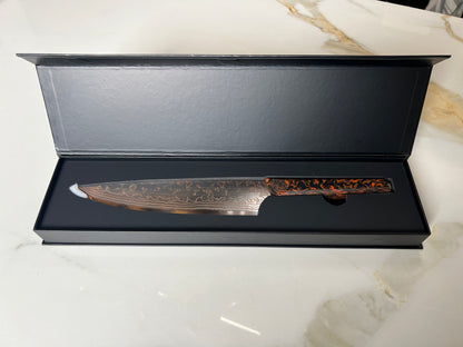 Chef Knife - 8in Damascus Steel & Copper Blade